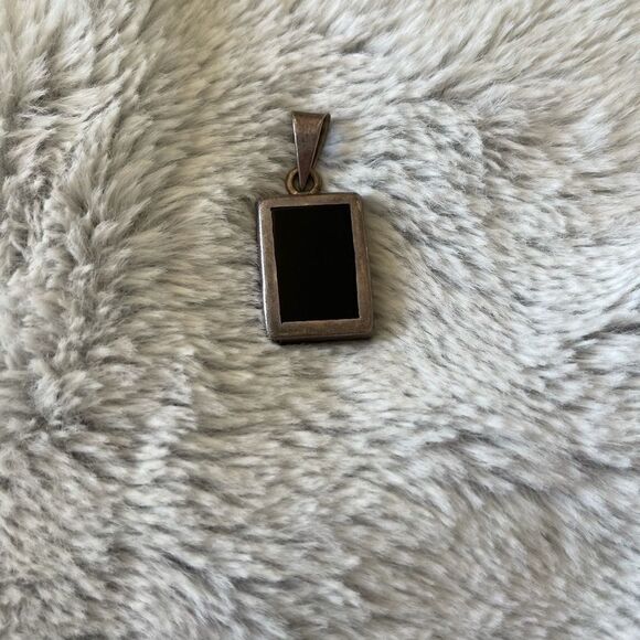 Vintage mexico 925 sterling onyx charm - Picture 2 of 9